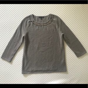 Gray 3 Quarter Sleeve with Rhinestones
